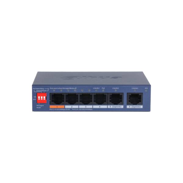 Dahua 6-Port Gigabit Desktop Switch with 4 PoE Ports 60W | DH-CS4006-4ET2GT-60 | Dahua Bahrain